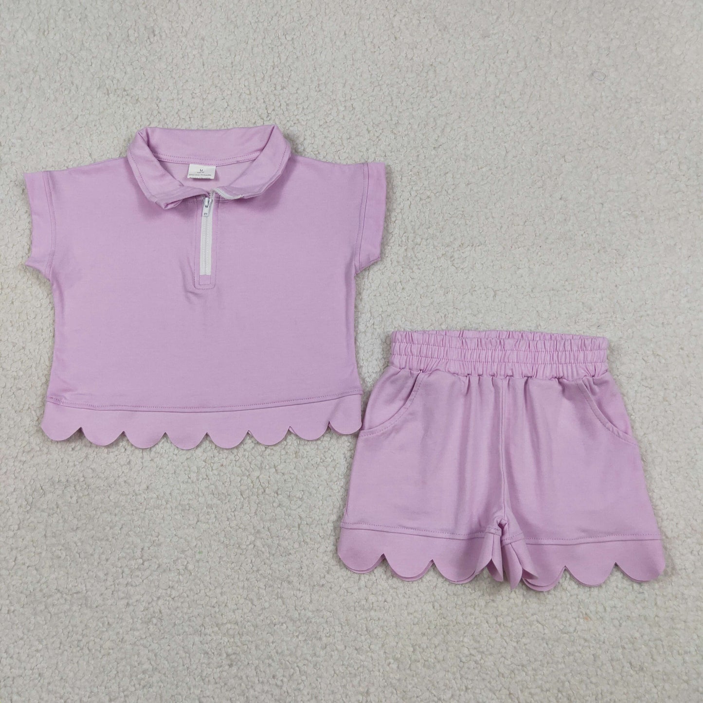 GSSO3378 solid cotton scallop color purple GIRL summer outfit 202605 RTS