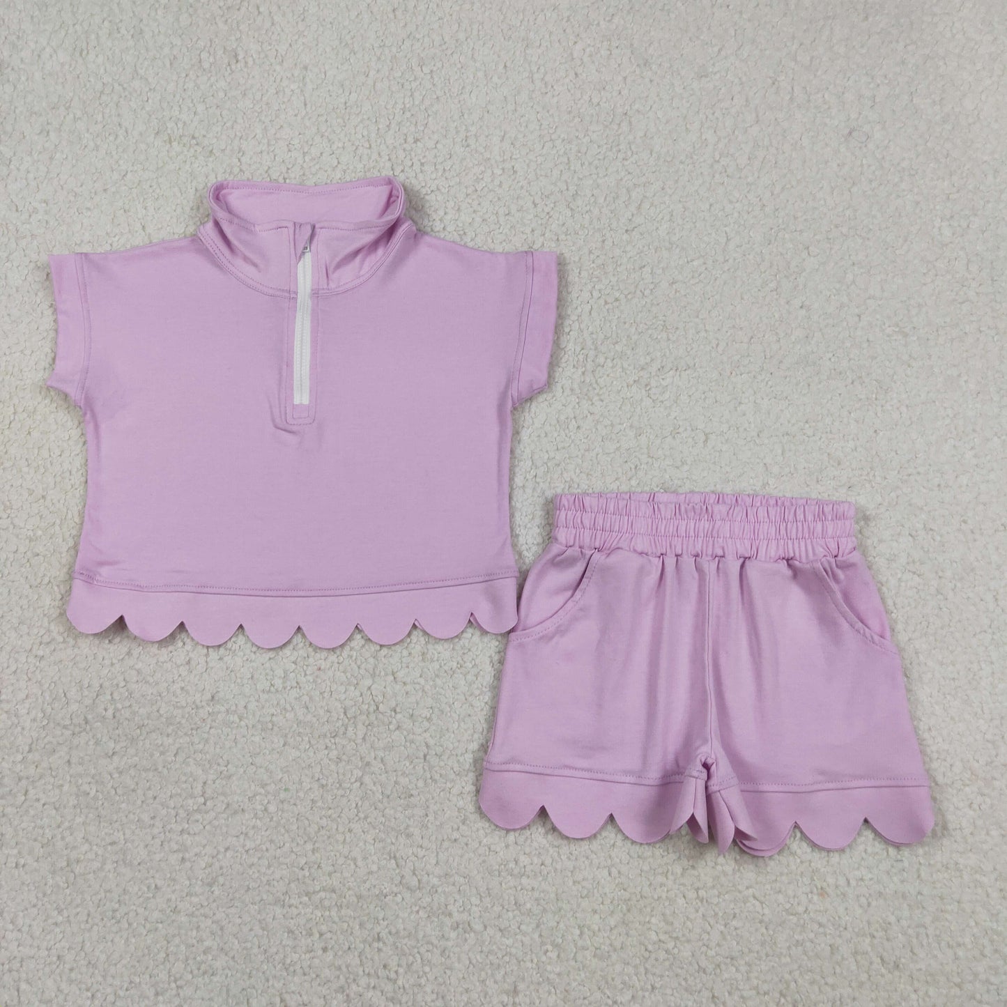 GSSO3378 solid cotton scallop color purple GIRL summer outfit 202605 RTS