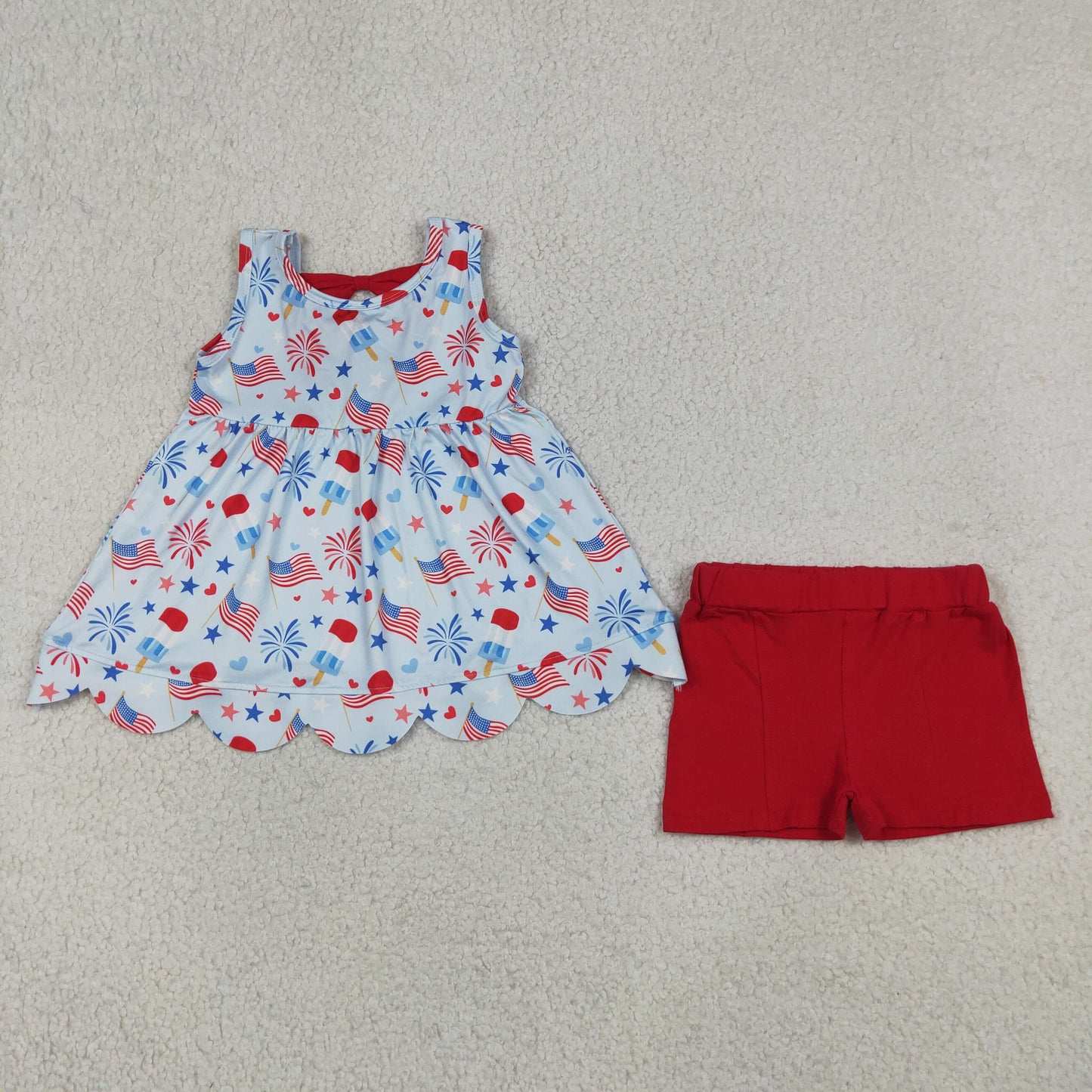 GSSO3386  4th July Scallop ruffle flowers girl outfit 202605 RTS