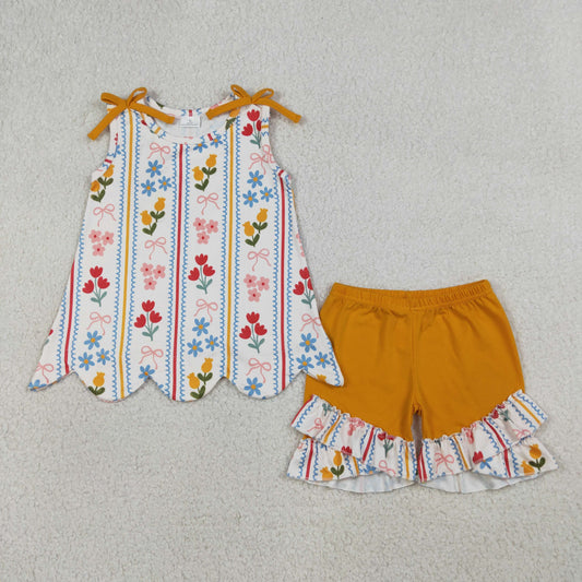 GSSO3388  Scallop ruffle flowers girl outfit 202603  RTS