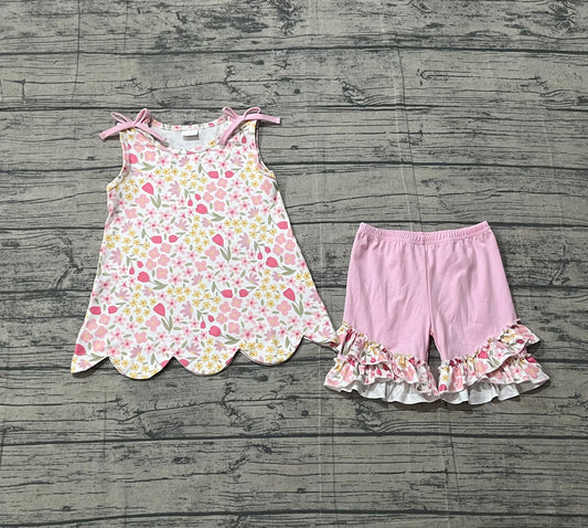 GSSO3389 Scallop ruffle flowers girl outfit 202603  preorder