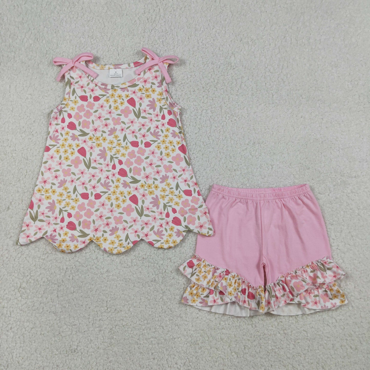 GSSO3389 Scallop ruffle flowers girl outfit 202603  RTS