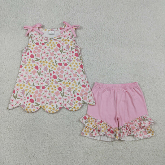GSSO3389 Scallop ruffle flowers girl outfit 202603  RTS