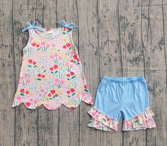 GSSO3390 Scallop ruffle flowers girl outfit 202603  preorder