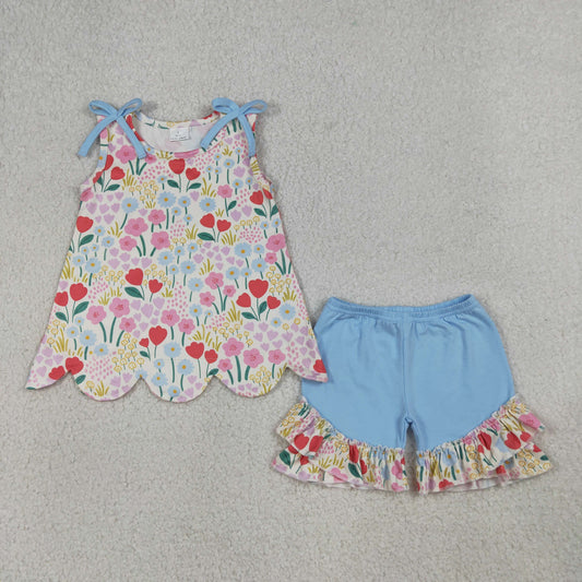GSSO3390 Scallop ruffle flowers girl outfit 202604 RTS