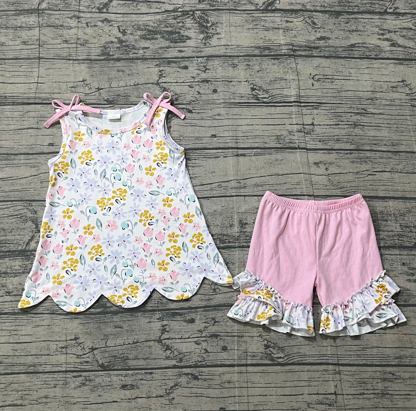 GSSO3392 Scallop ruffle flowers girl outfit 202603  preorder