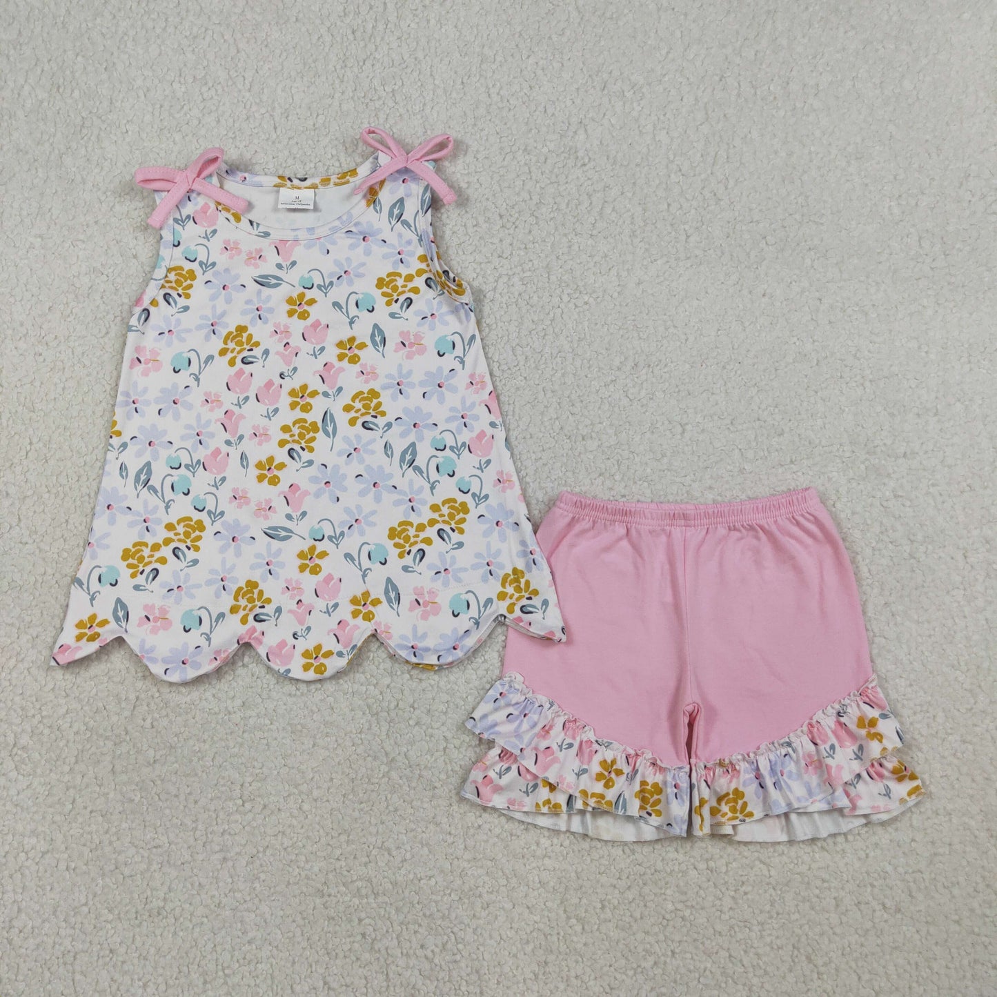 GSSO3392 Scallop ruffle flowers girl outfit 202603  RTS