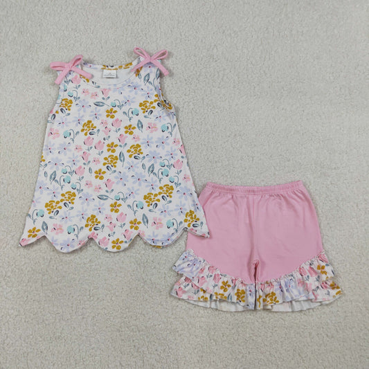 GSSO3392 Scallop ruffle flowers girl outfit 202603  RTS