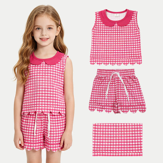 GSSO3396 Red  plaid color purple GIRL summer outfit 202605 rts