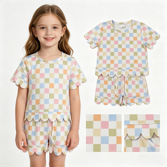 GSSO3419 scallop checkboard GIRL summer outfit 202604 rts