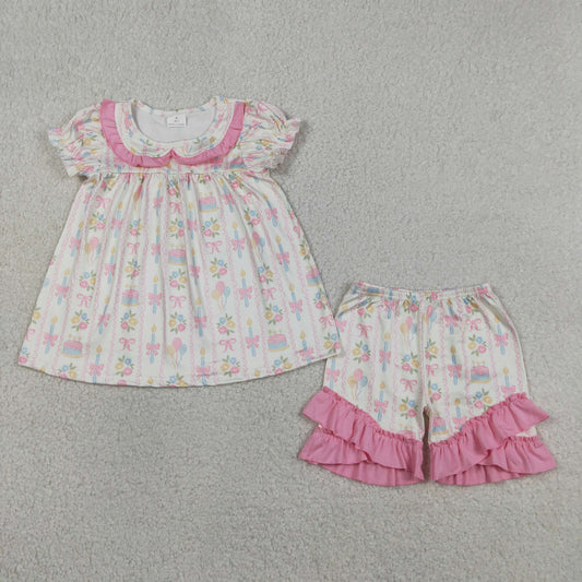 SR2969  flowers short sleeve  girl summer outfit 202604 RTS