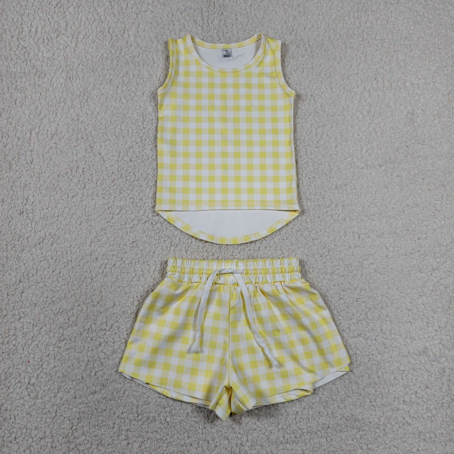 GSSO3475 yoga YELLOW Checkerboard skort westen short sleeves skirt girl dress  OUTFIT 202607 RTS