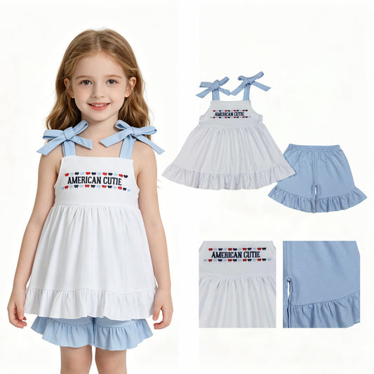 GSSO3480 embroidery 4th July American girl outfit skirt  202605 RTS