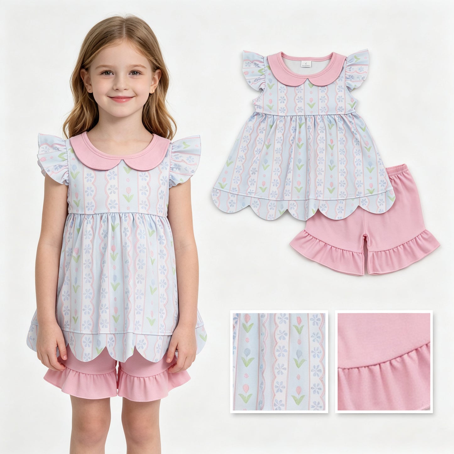 GSSO3490 Scallop bow GIRL summer outfit 202607 RTS