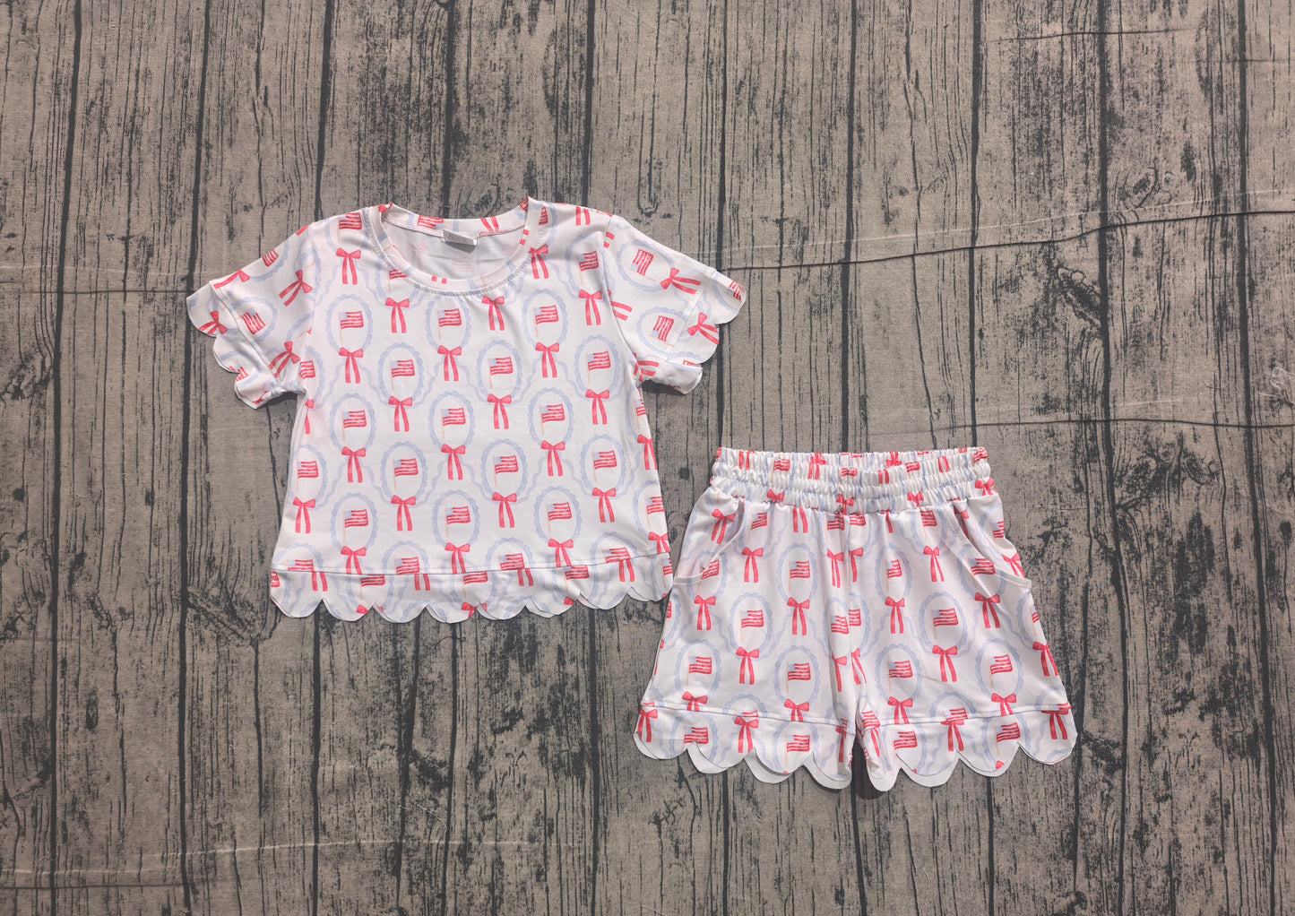 GSSO3552  bow 4th July Scallop camo girl outfit skirt  202605 preorder