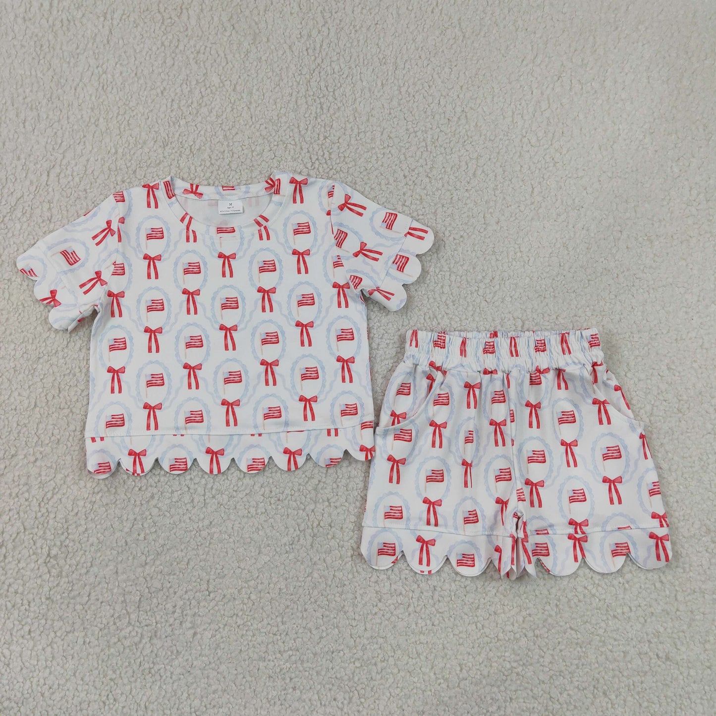 GSSO3552  bow 4th July Scallop camo girl outfit skirt  202607 RTS