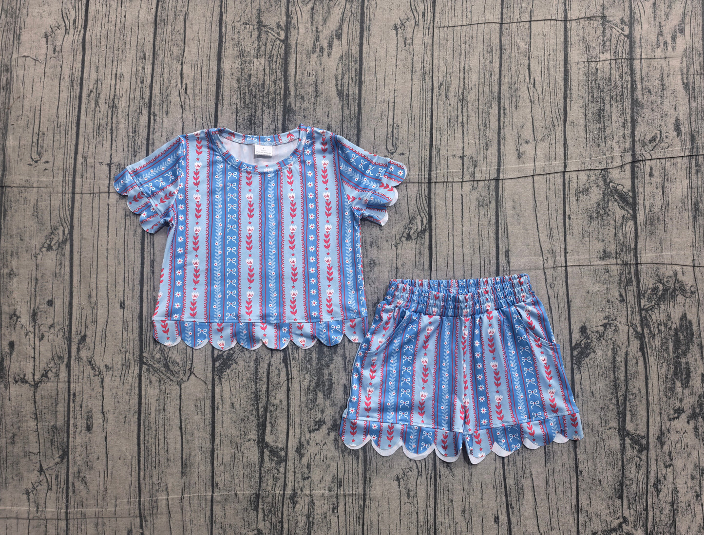 GSSO3554  bow 4th July Scallop girl outfit skirt  202605 preorder