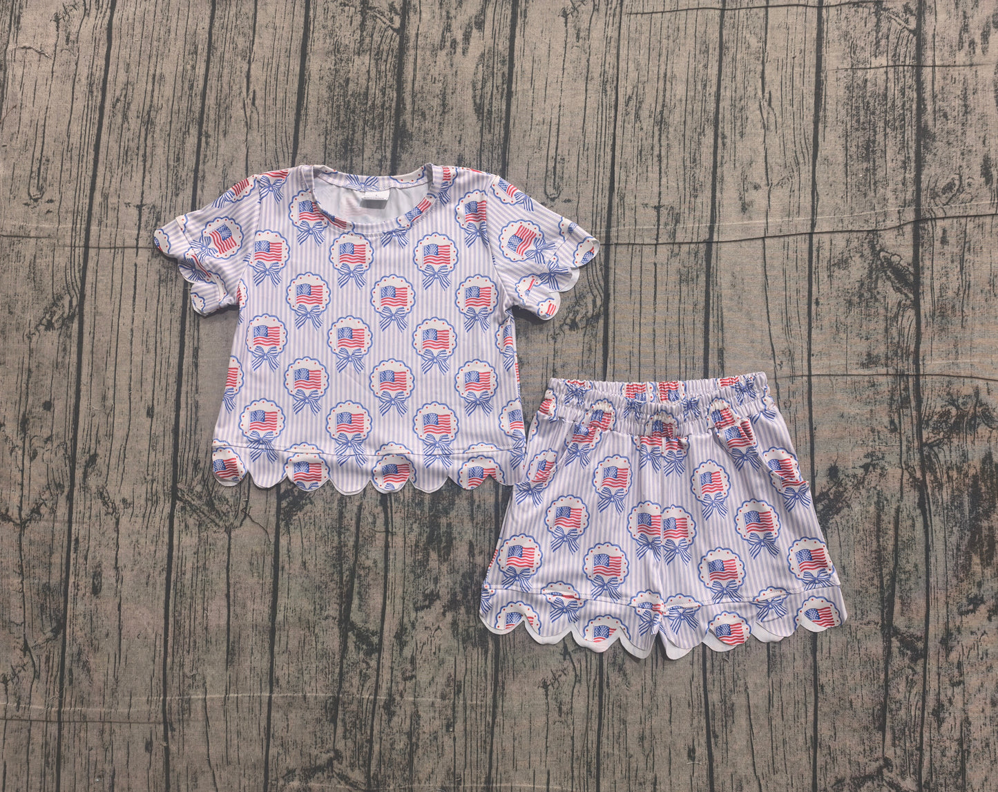 GSSO3555  flag 4th July Scallop girl outfit skirt  202605 preorder