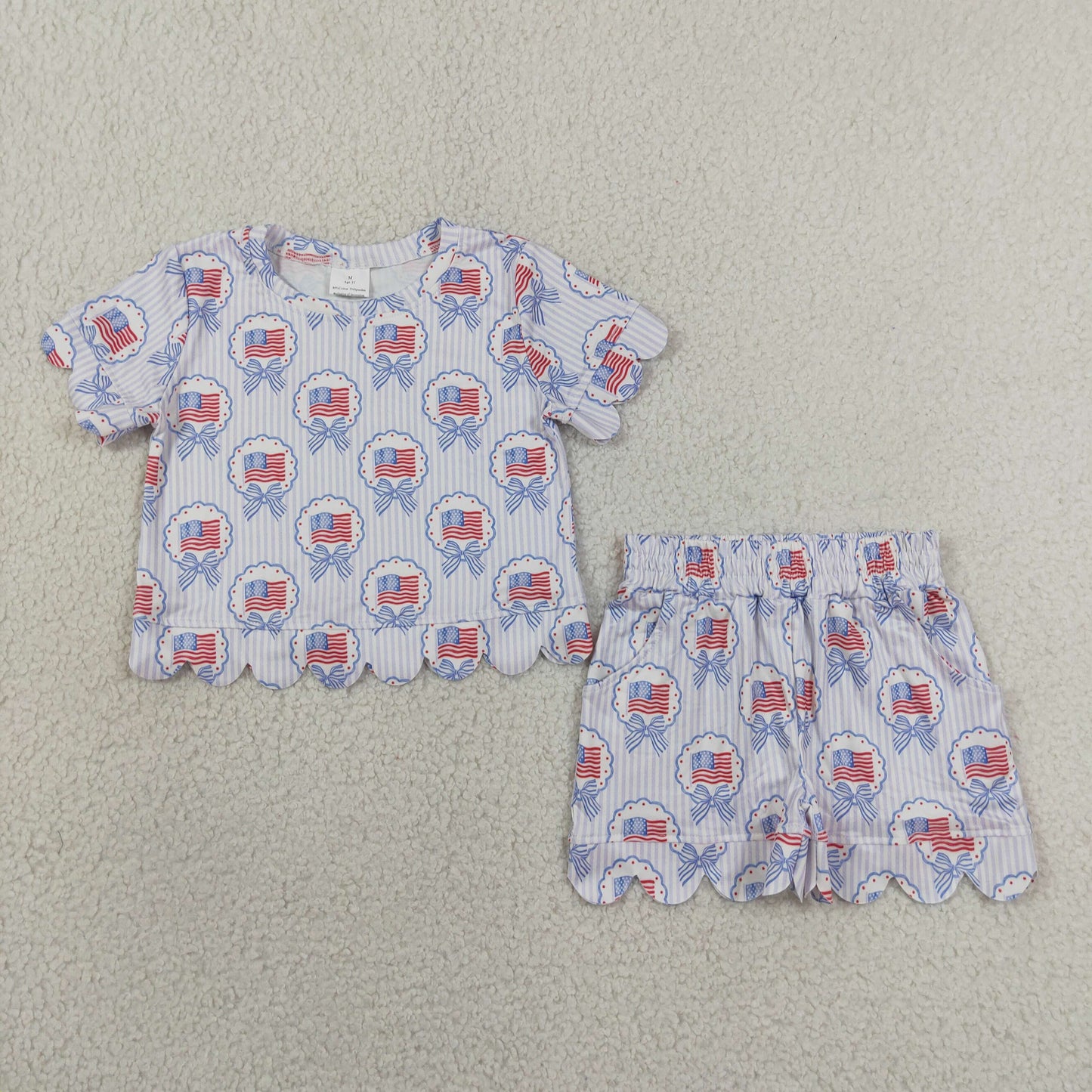 GSSO3555 scallop  flag 4th July Scallop girl outfit skirt  202605 preorder