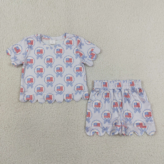 GSSO3555 scallop  flag 4th July Scallop girl outfit skirt  202605 preorder