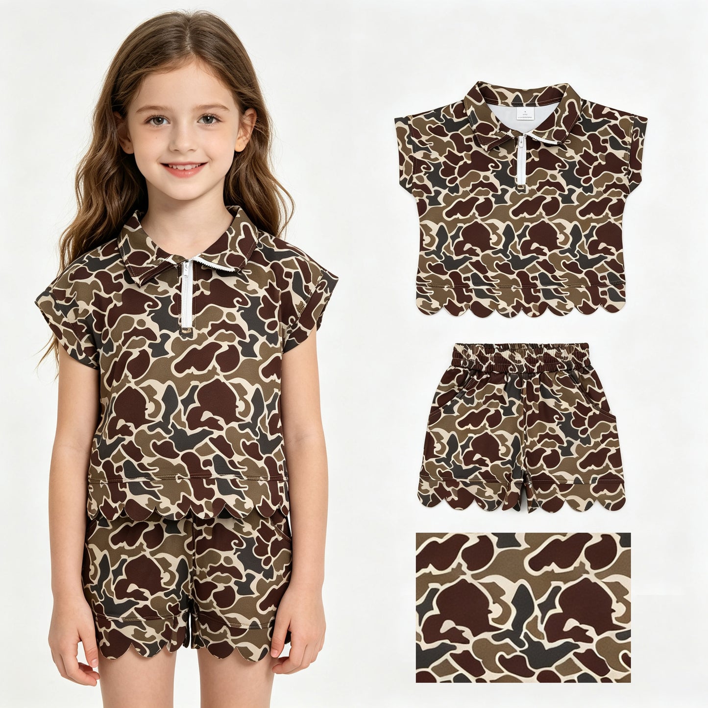 GSSO3569 Scallop camo girl outfit skirt  202608 RTS