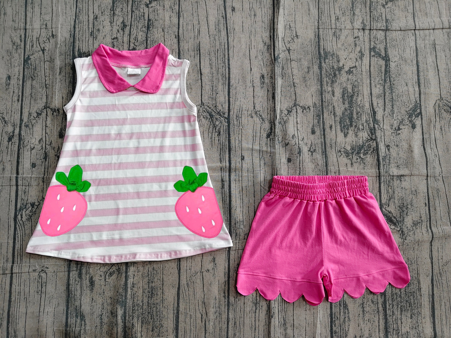 GSSO3631 embroidery strawberry preorder flowers short sleeve  girl summer outfit 202605