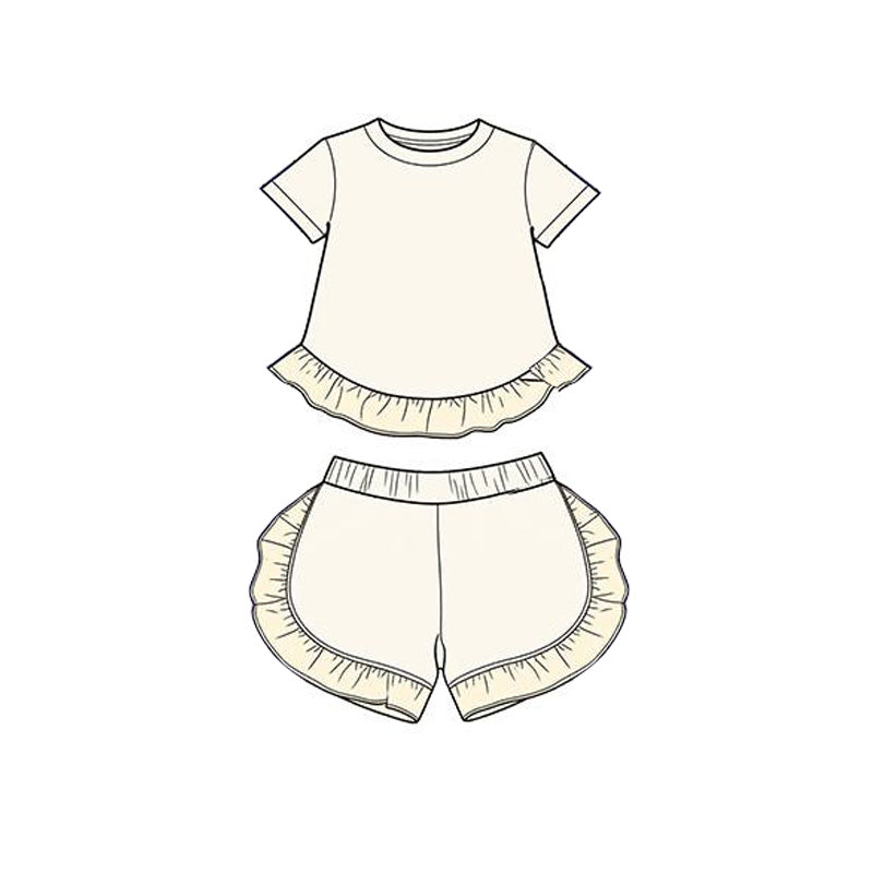 GSSO3651 preorder western cotton solid color short sleeve shorts girl summer outfit 202604