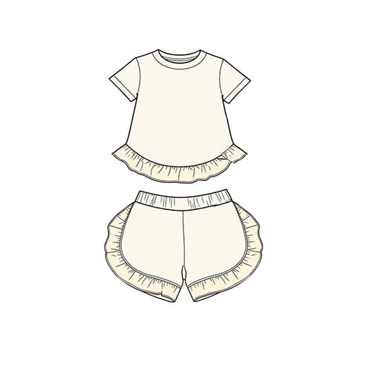 GSSO3651 preorder western cotton solid color short sleeve shorts girl summer outfit 202604