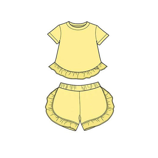 GSSO3652  preorder western cotton solid color short sleeve shorts girl summer outfit 202604