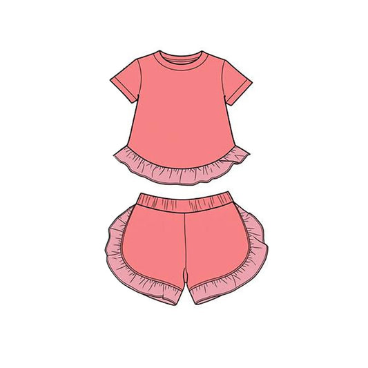 GSSO3653  preorder western cotton solid color short sleeve shorts girl summer outfit 202604