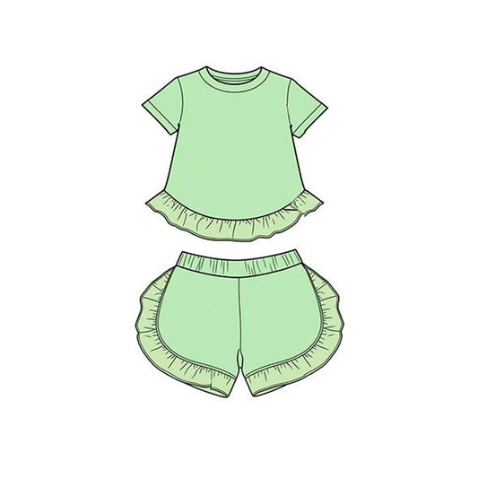 GSSO3654  preorder western cotton solid color short sleeve shorts girl summer outfit 202604