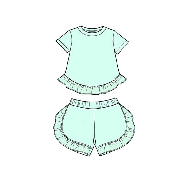 GSSO3655  preorder western cotton solid color short sleeve shorts girl summer outfit 202604