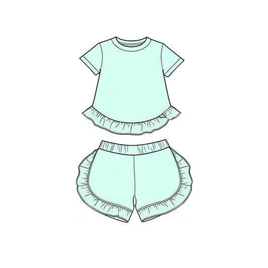 GSSO3655  preorder western cotton solid color short sleeve shorts girl summer outfit 202604