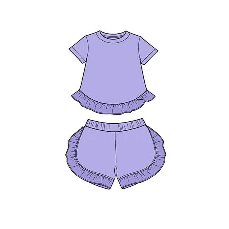 GSSO3656  preorder western cotton solid color short sleeve shorts girl summer outfit 202604（副本）