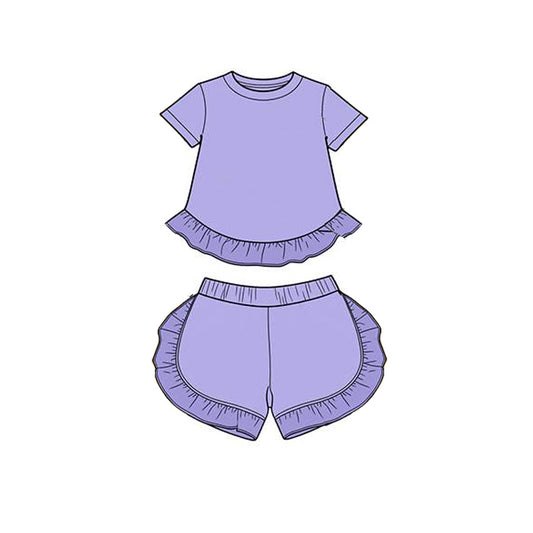 GSSO3656  preorder western cotton solid color short sleeve shorts girl summer outfit 202604（副本）