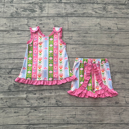 GSSO3676 preorder flowers short sleeve  girl summer outfit 202604
