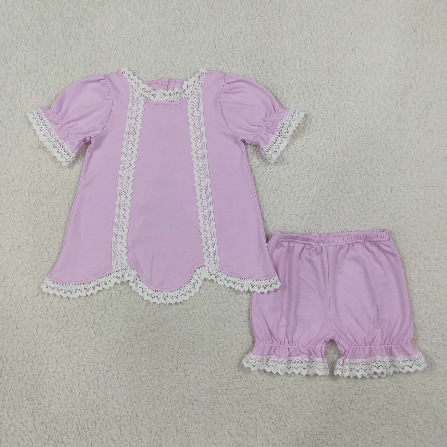 GSSO3681 lace girl purple Shorts Set  202608 RTS