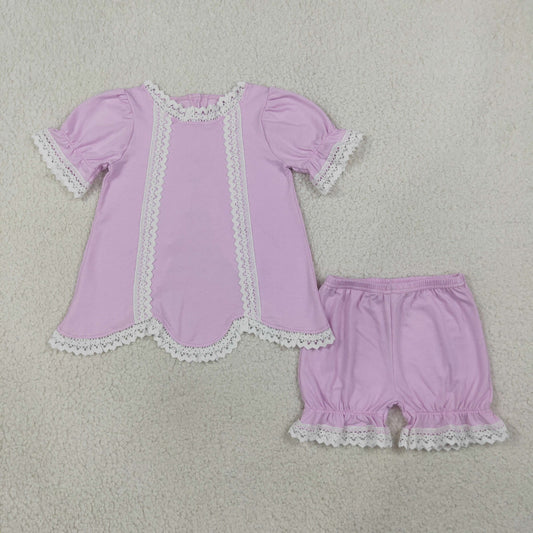 GSSO3681 lace girl purple Shorts Set  202608 RTS
