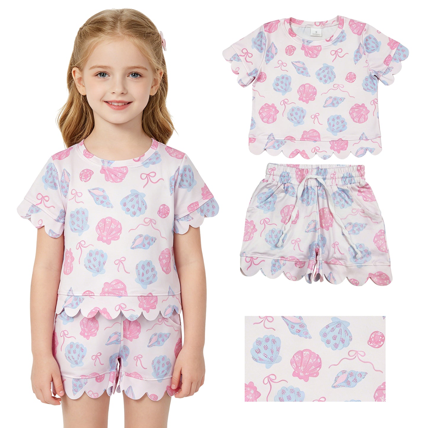 GSSO3731 bow shell  kids girl dress scallop 202605 RTS