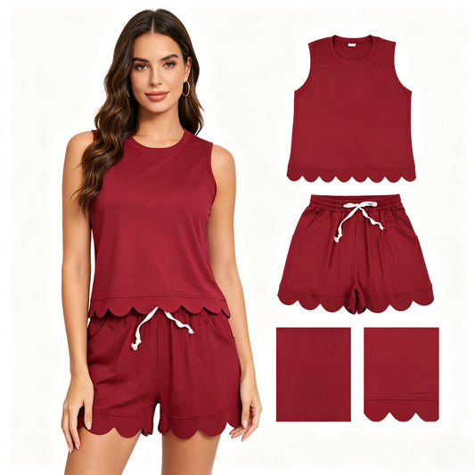 GSSO3735   adult  RED SOLID women  pajamas  SET OUTFIT 202605  RTS