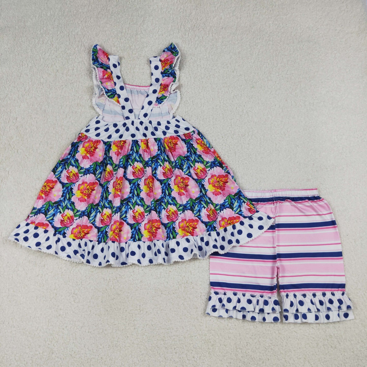 GSSO3739   3-4T 14T Flowers GIRL summer outfit 202604  RTS