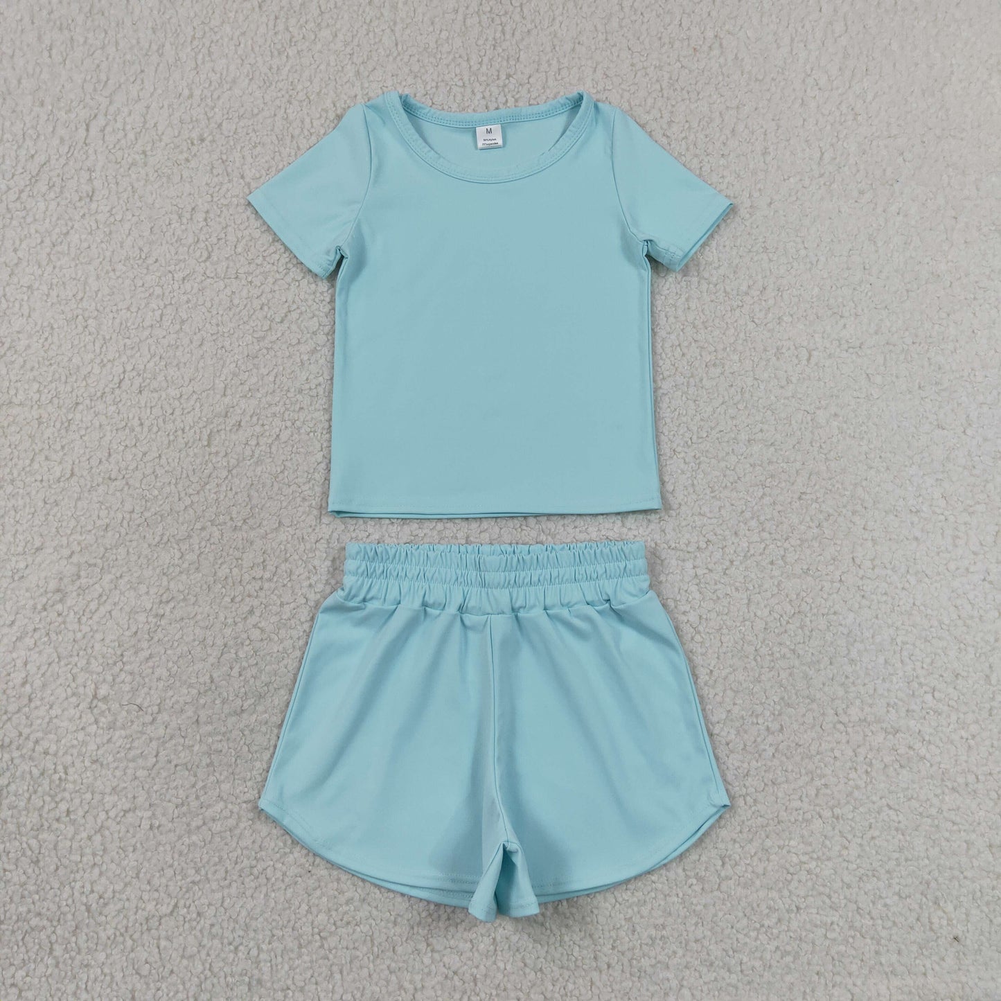 GSSO3762 Sky Blue Kids Breathable Yoga Loungewear Two Piece Set 202630 RTS