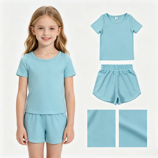 GSSO3762，GT1631+SS0898 Pink Soft Comfy Toddler Girl Short Sleeve Shorts Set RTS