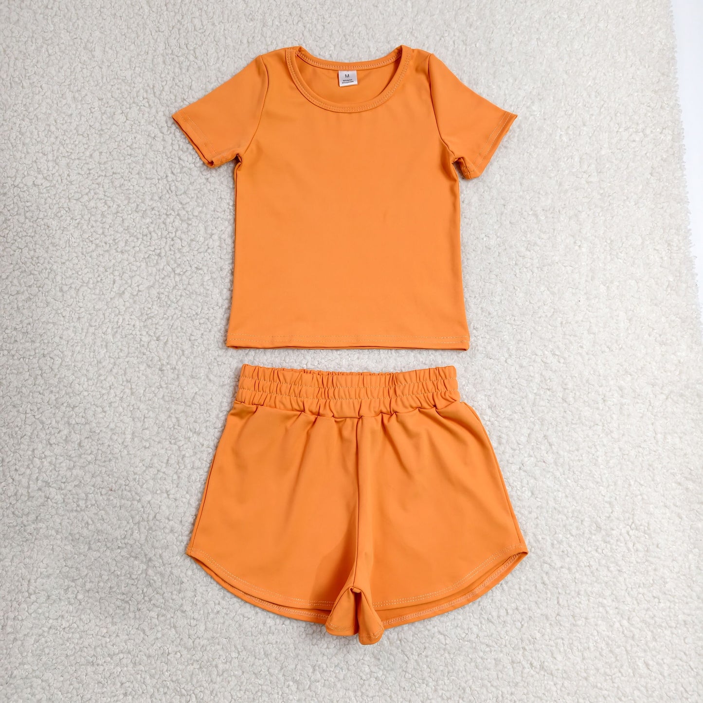 GSSO3766瑜伽组合，GT1635瑜伽+SS0902瑜伽 Orange Toddler Summer Soft Yoga Matching Clothes Set 20260630 RTS