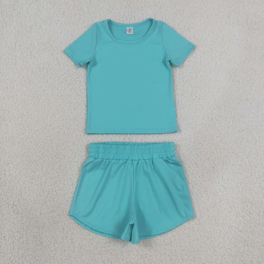 GSSO3768 GT1637 solid yoga SS0907 teal blue GIRL summer outfit 202608  RTS