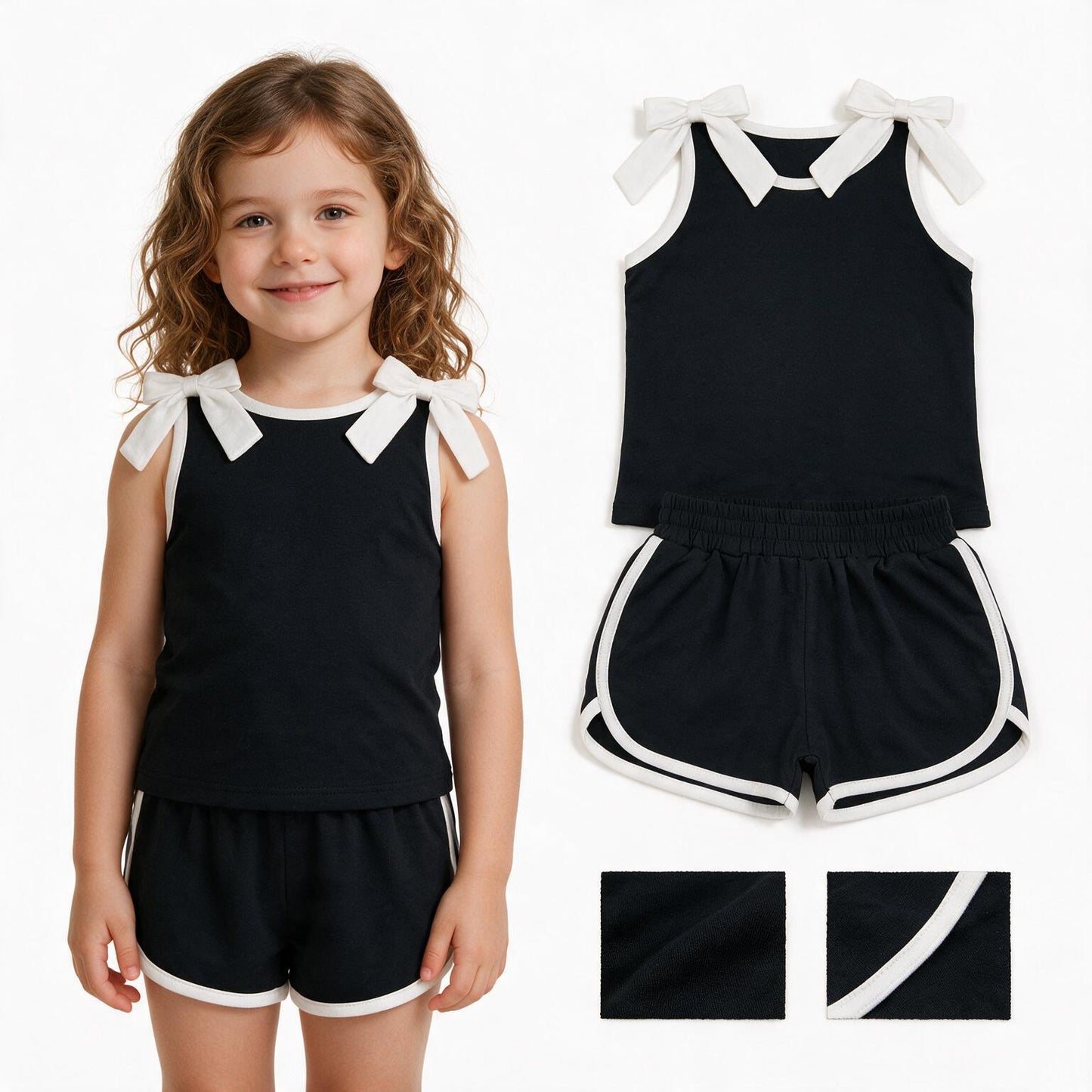 GSSO3817 black cotton sports girl outfit shorts 202608 RTS