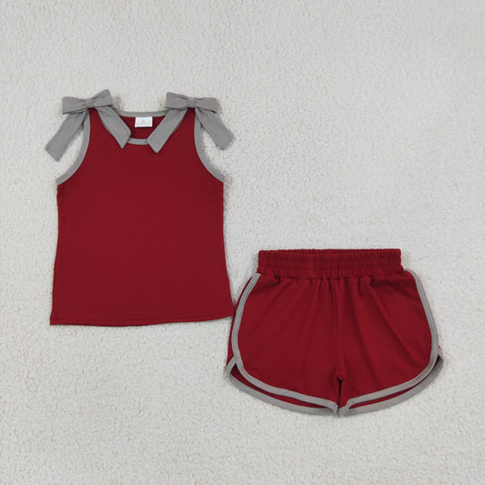 GSSO3820 Grey red cotton sports  girl outfit shorts 202608 RTS