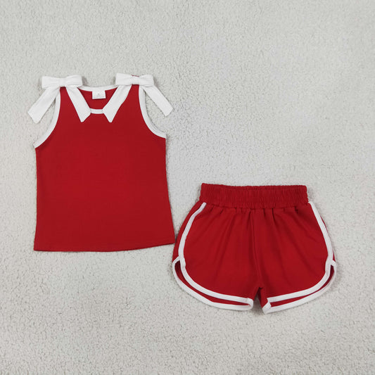 GSSO3821 red cotton sports  girl outfit shorts 202608 RTS