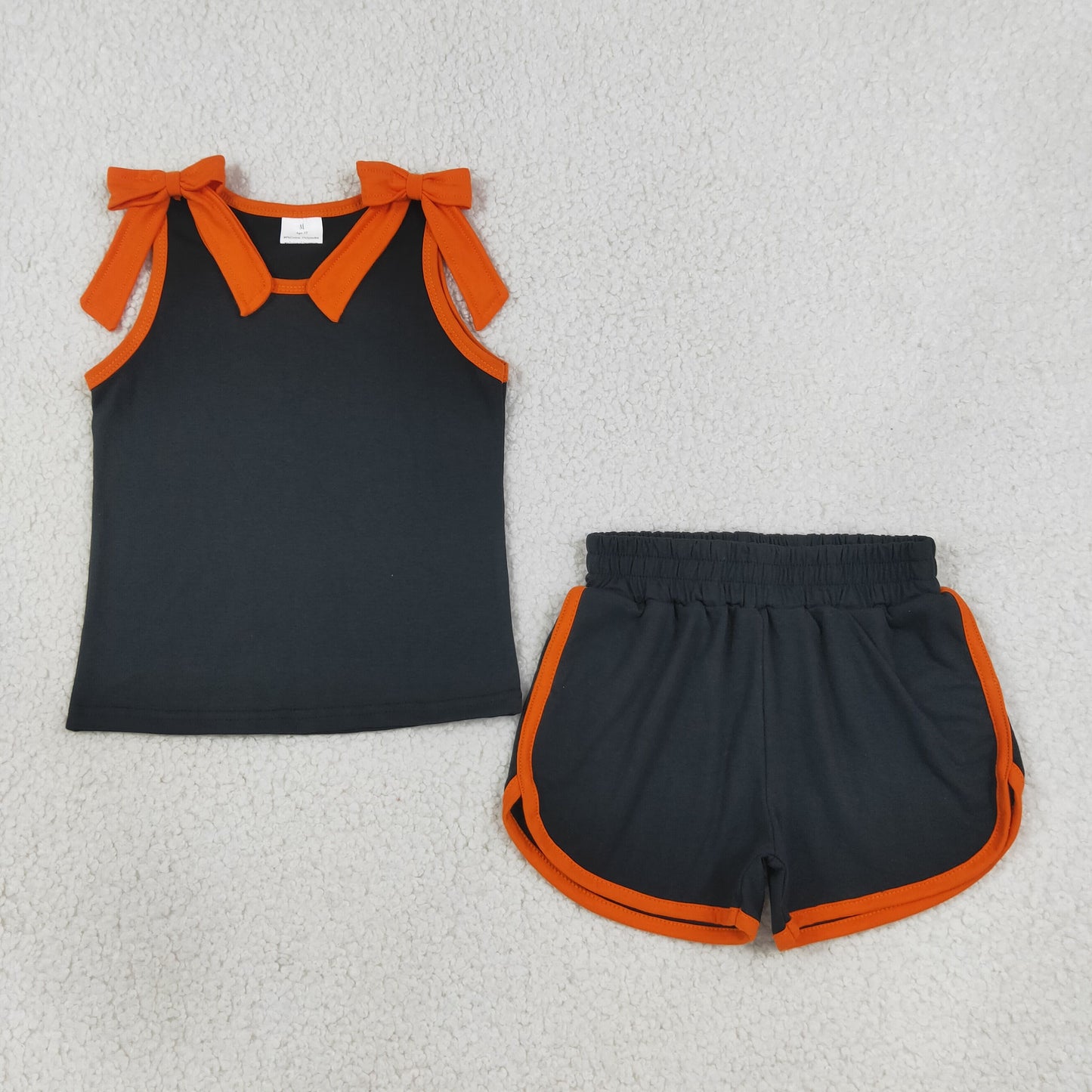 GSSO3822 black orange cotton sports  girl outfit shorts 202608 RTS