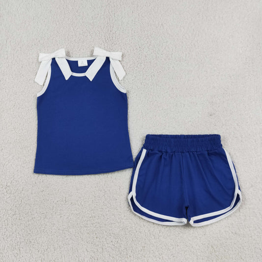 GSSO3824  blue white cotton sports  girl outfit shorts 202608 RTS
